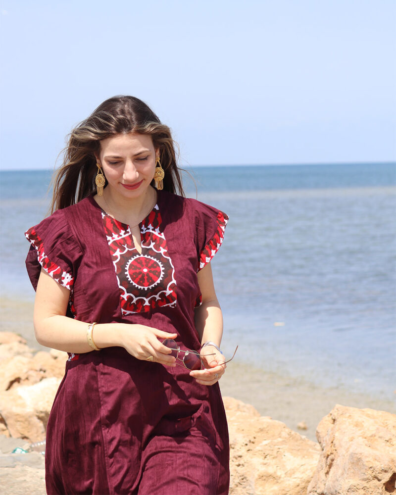 Robe daim col tayaria