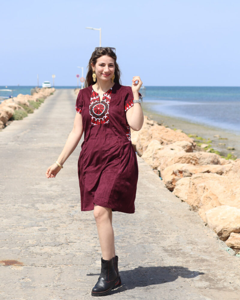 Robe daim col tayaria