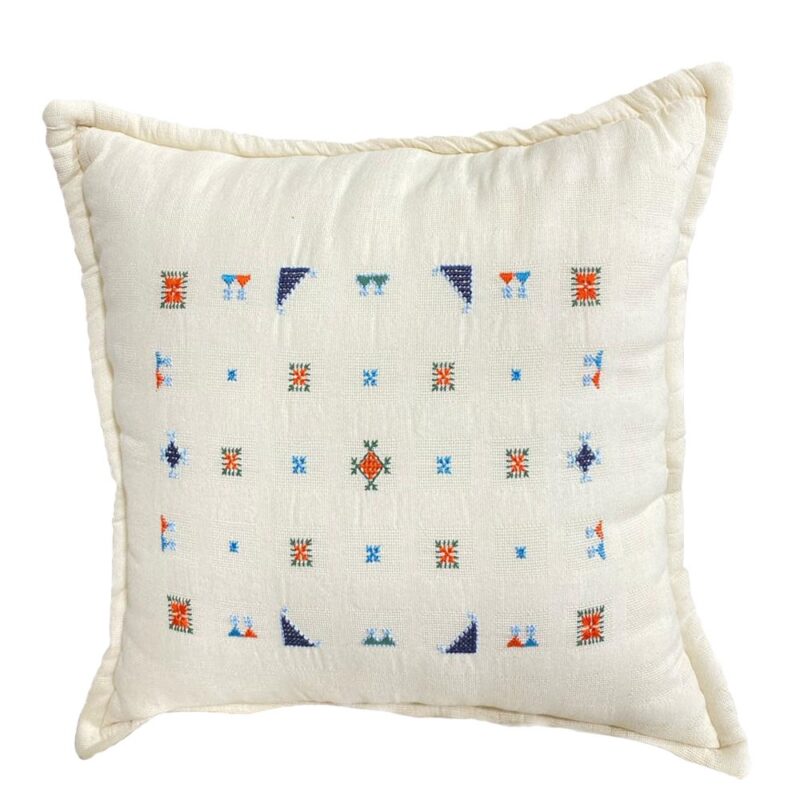 Coussin brodé lin/coton